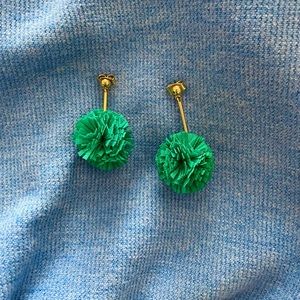 JCrew Green & Gold Poof Earrings